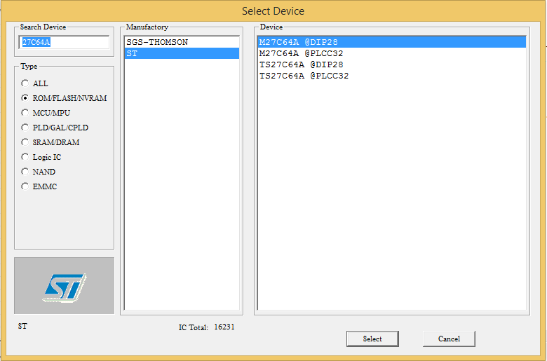 TL866IIplus Select the IC